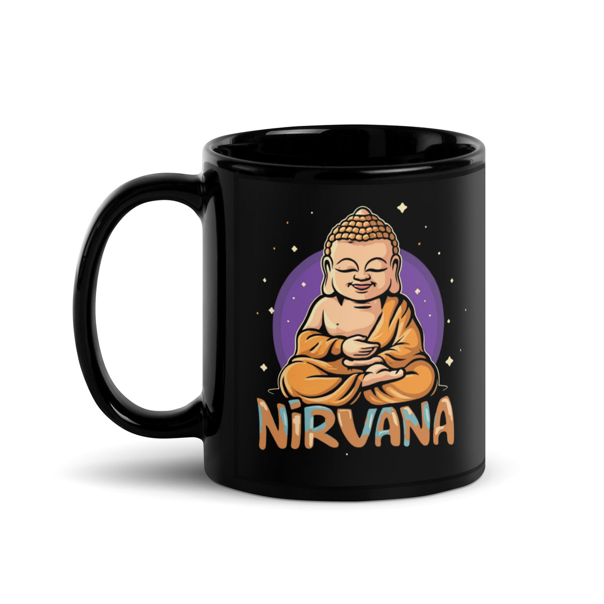 Nirvana Buddha | Black Glossy Mug