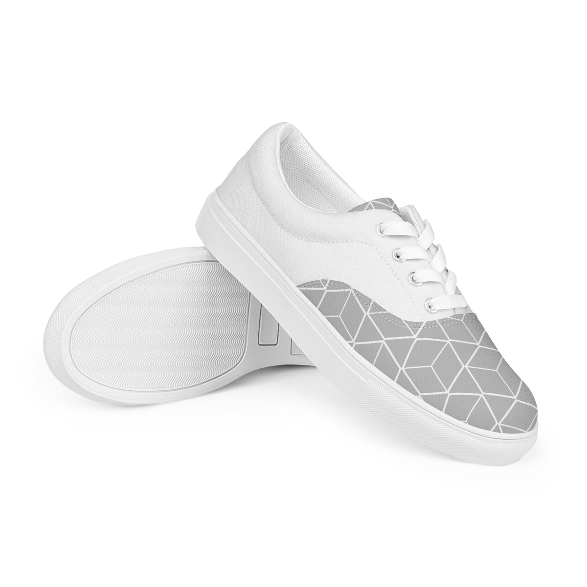 Gray and White Design | Men’s Lace-Up Canvas Shoes