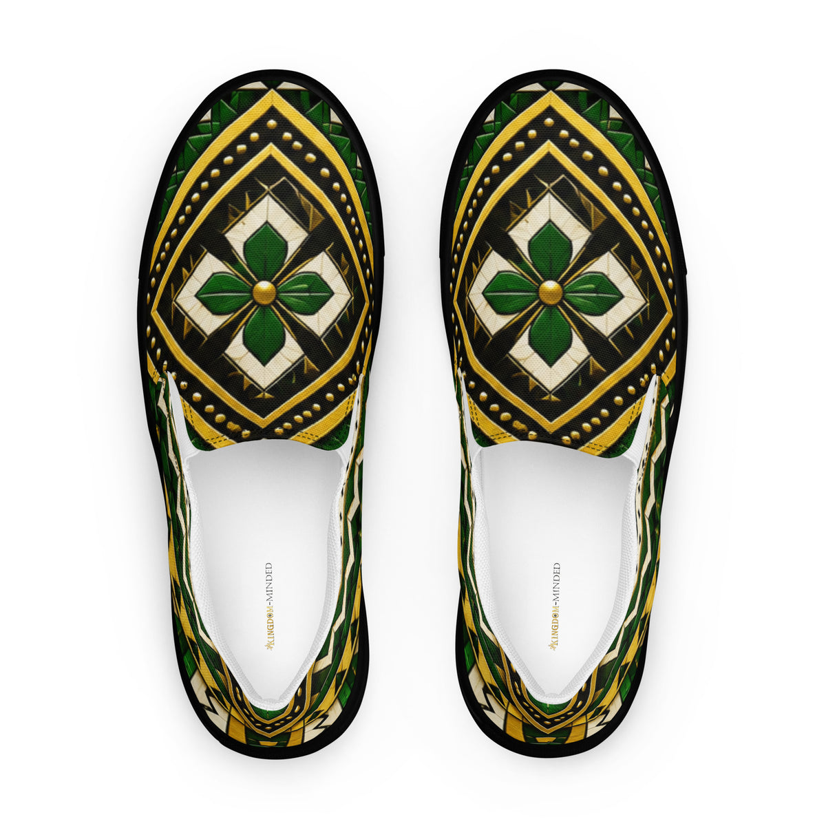 Men’s Slip-On Canvas Shoes | Nigerian Inspired Pattern | Black Sole