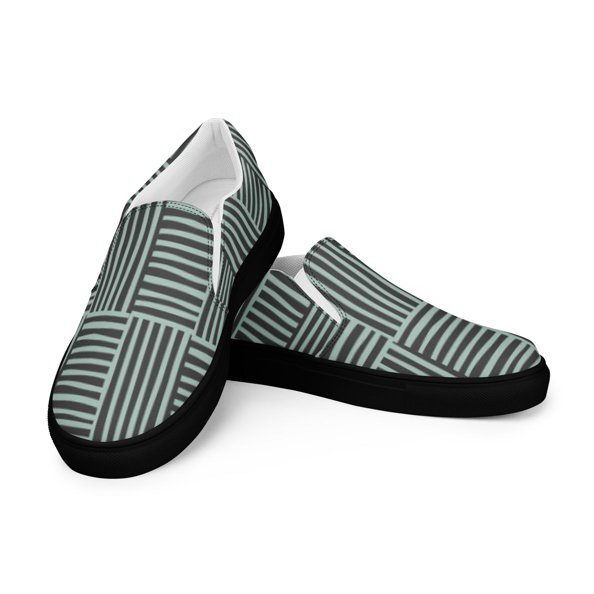 Gray Striped Pattern | Men’s Slip-On Canvas Shoes