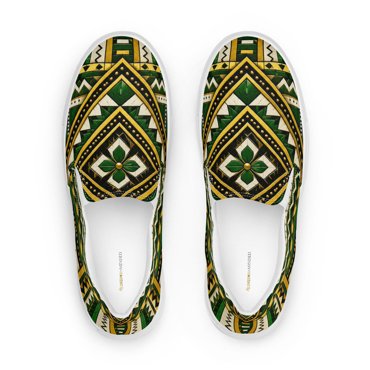 Men’s Slip-on Canvas Shoes | Nigerian Inspired Pattern 2 | White Sole