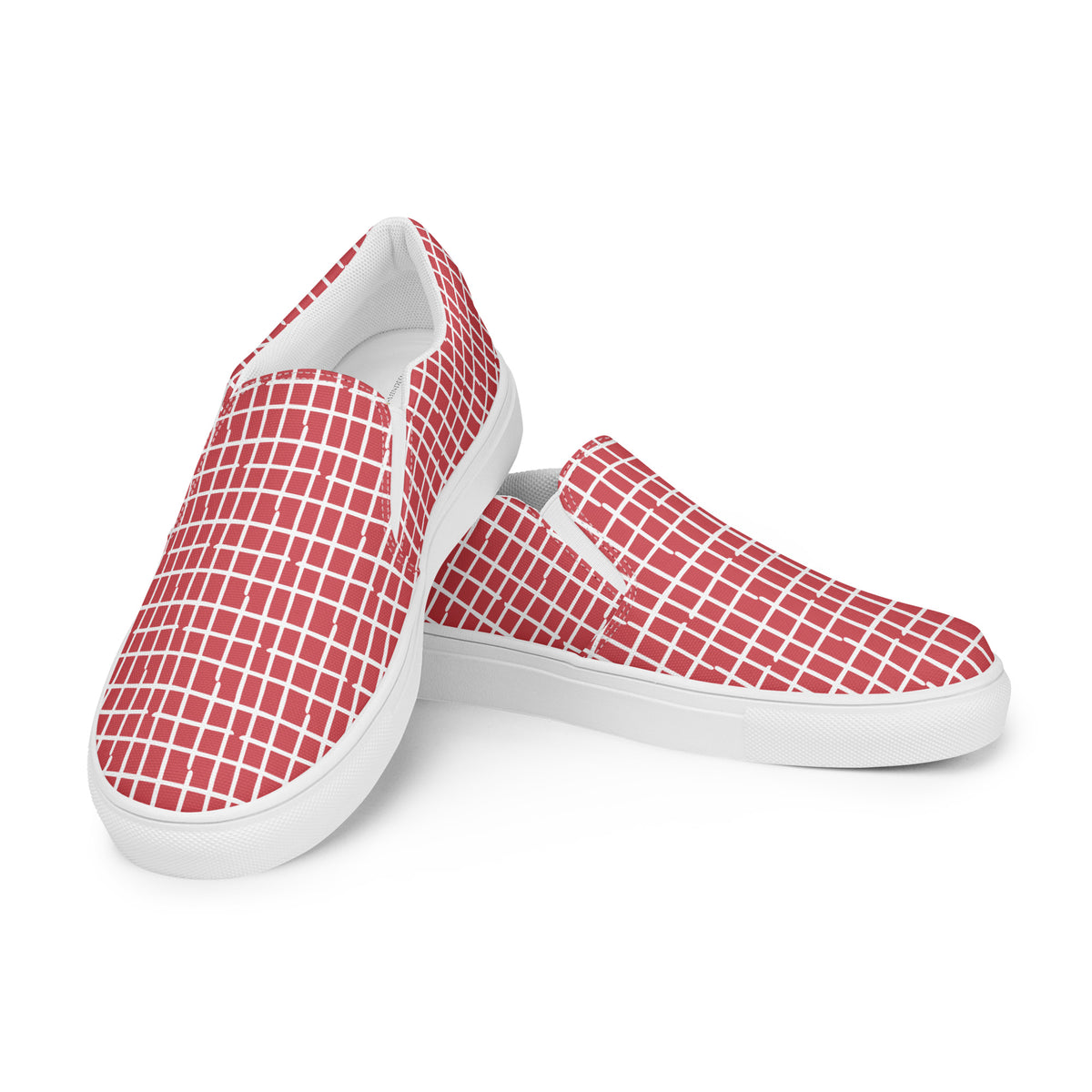 Red and White Square | Men’s Slip-On Canvas Shoes