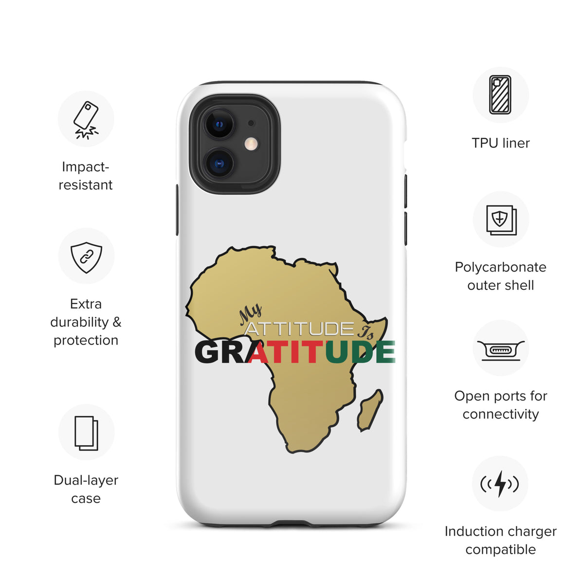 Africa (Gold) - My Attitude is Gratitude | Tough Case for iPhone®
