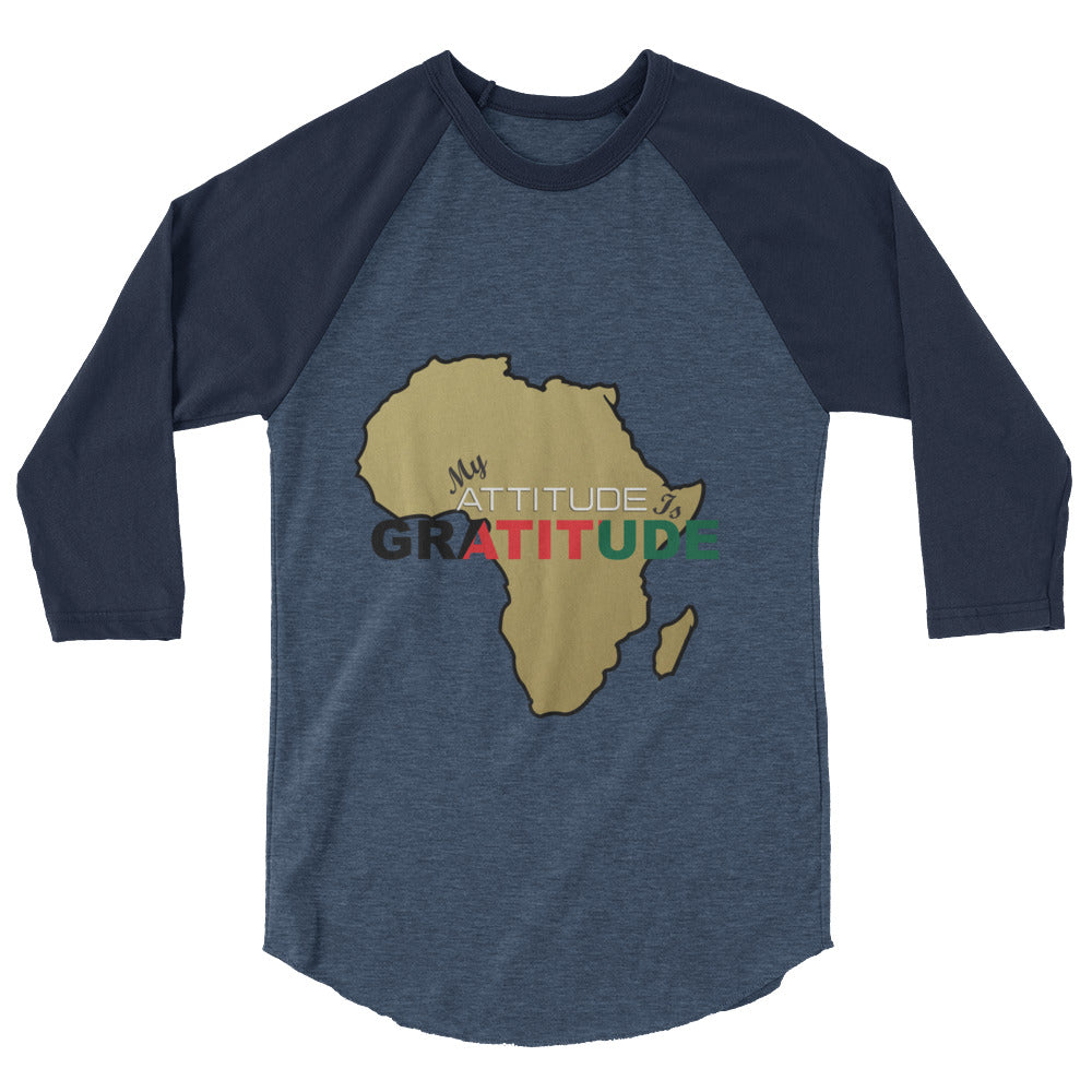 Africa (Gold) - My Attitude is Gratitude | 3/4 Sleeve Raglan Shirt