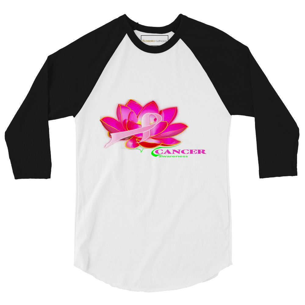 3/4 Sleeve Raglan Shirt  Cancer Awareness